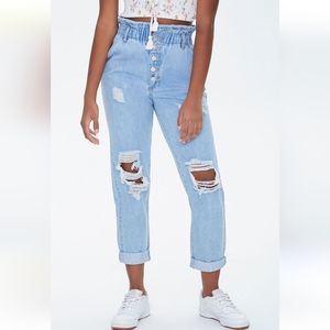 High Waisted Jeans Distressed Paperbag 31 Forever 21
